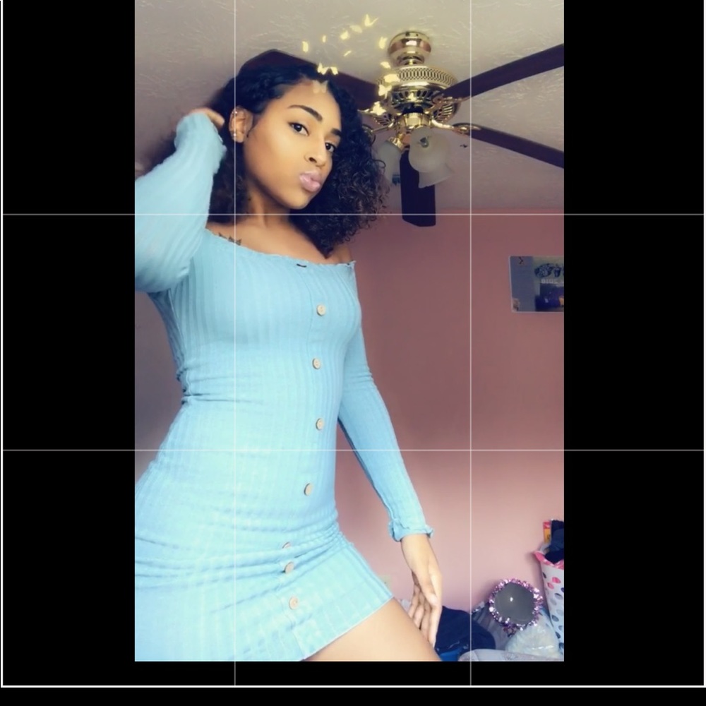 Blue off the shoulder dress